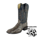 TOOLED LEATHER PRINT | SQUARE TOE MEN BOOT GREY