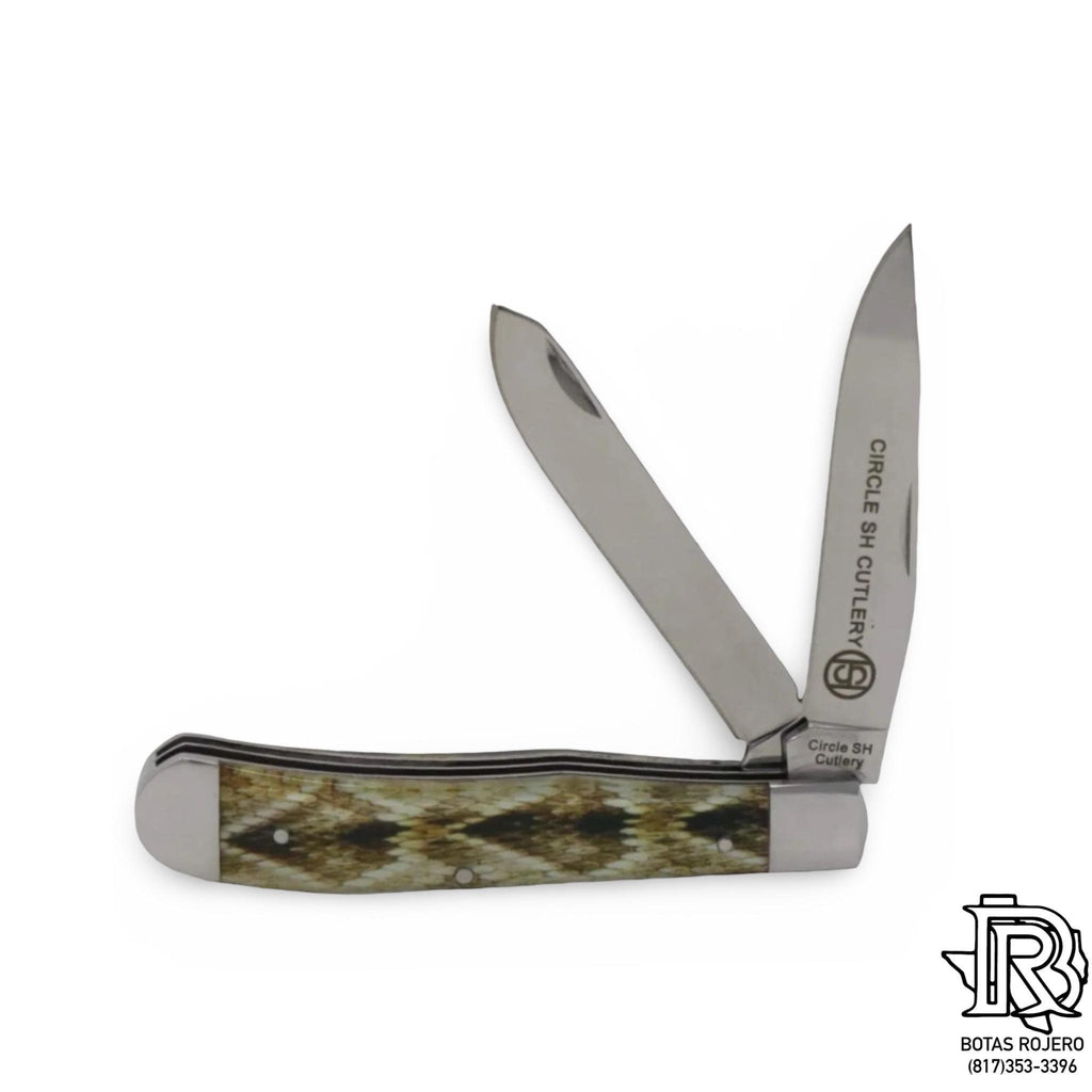 CIRCLE SH KNIFES |2 BLADE RATTLE SNAKE PATTERN KNIFE