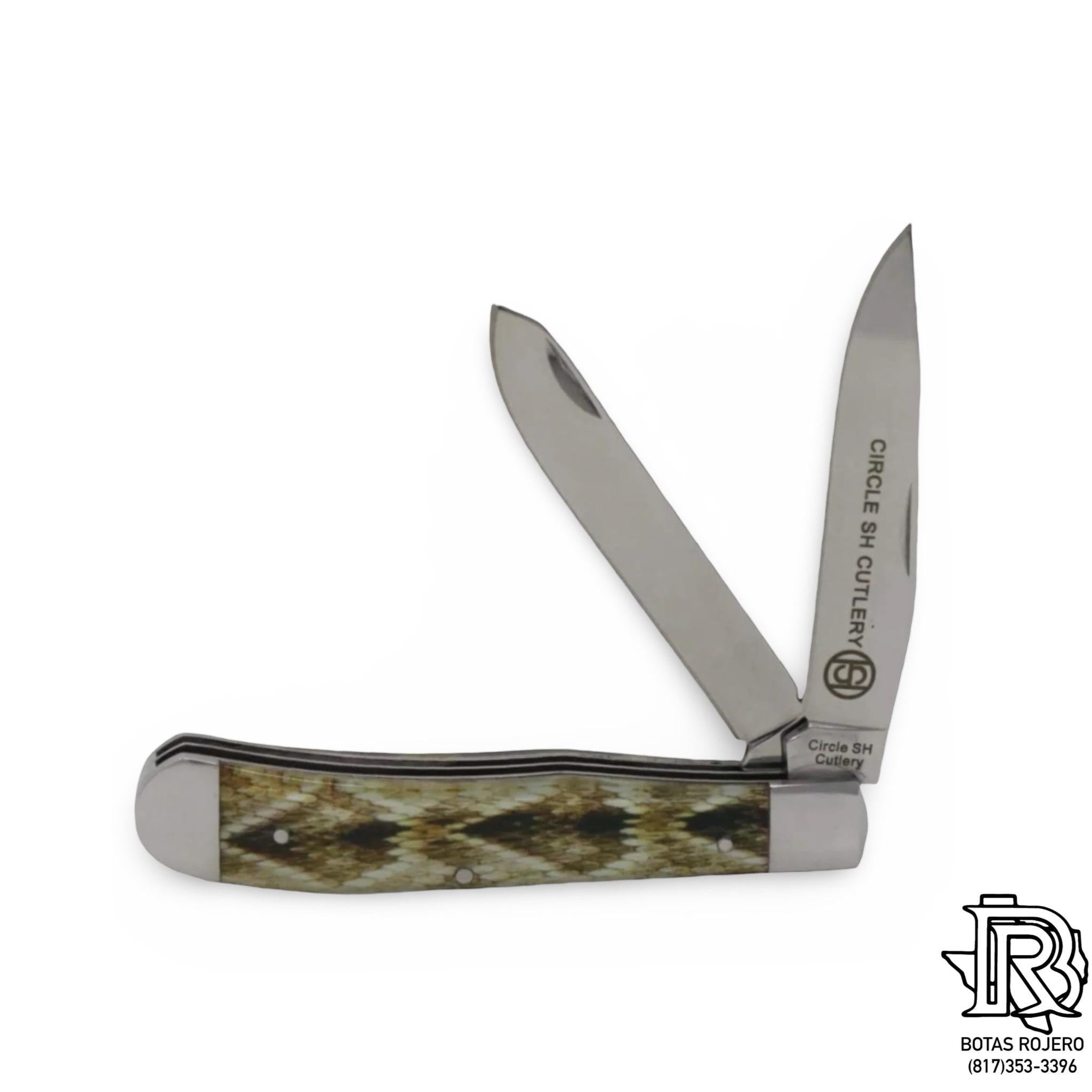 CIRCLE SH KNIFES |2 BLADE RATTLE SNAKE PATTERN KNIFE