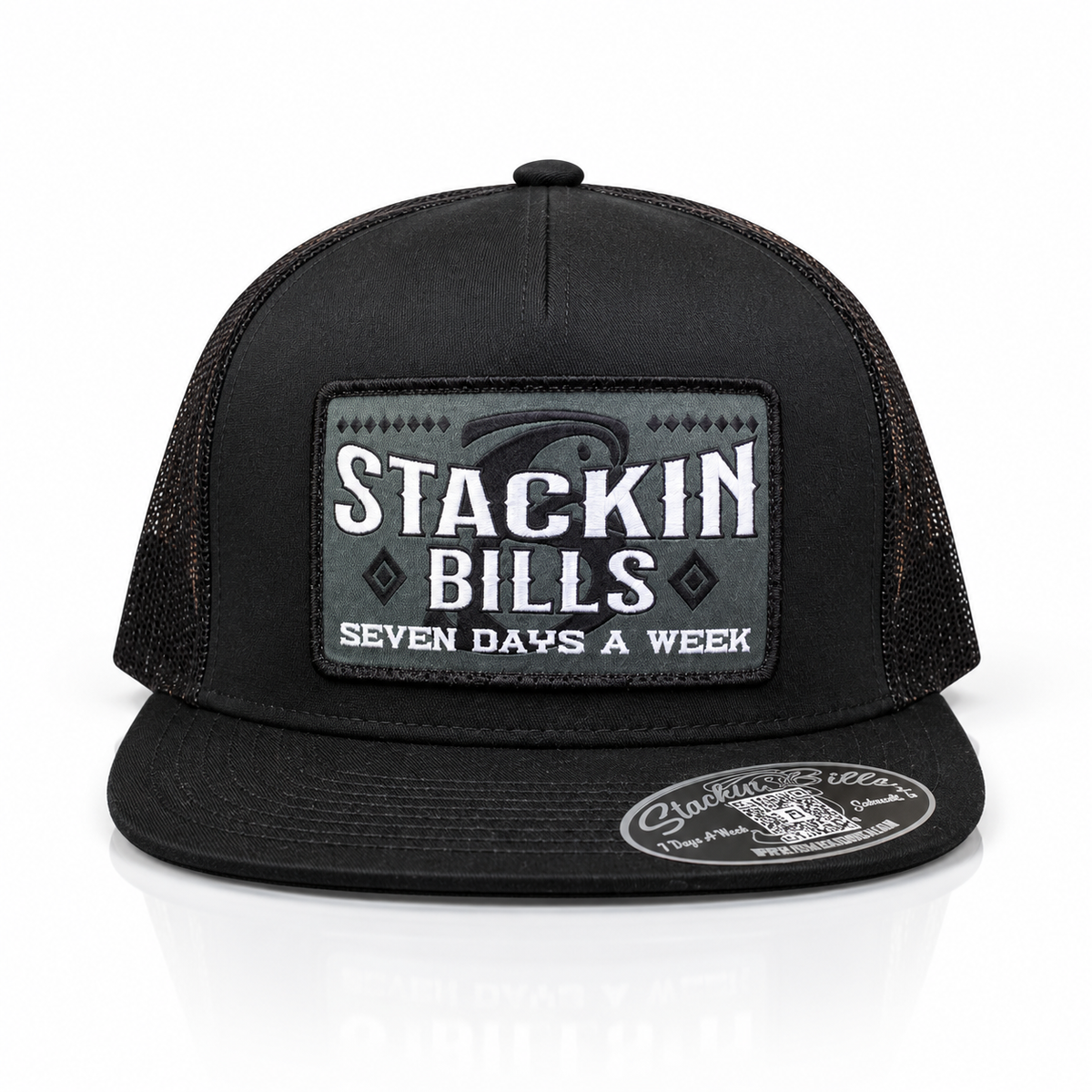“ SB JEWEL “ STACKIN BILLS BLACK SNAP BACK GREY PATCH
