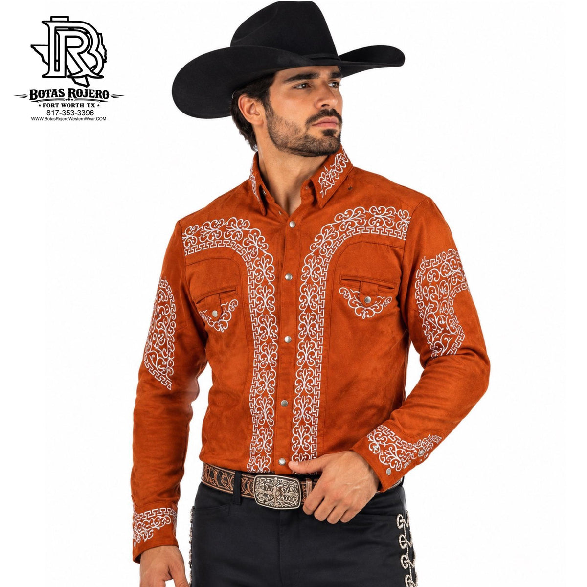 CAMISA CHARRA para caballero con botón de presión color