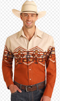 MENS PANHANDLE AZTEC PRINT BORDER SHIRT |SMN2S06050