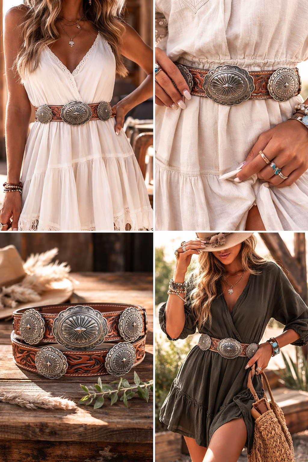 " ELLEN " COGNAC | WOMEN CONCHO BELT  IRON SPUR ™️