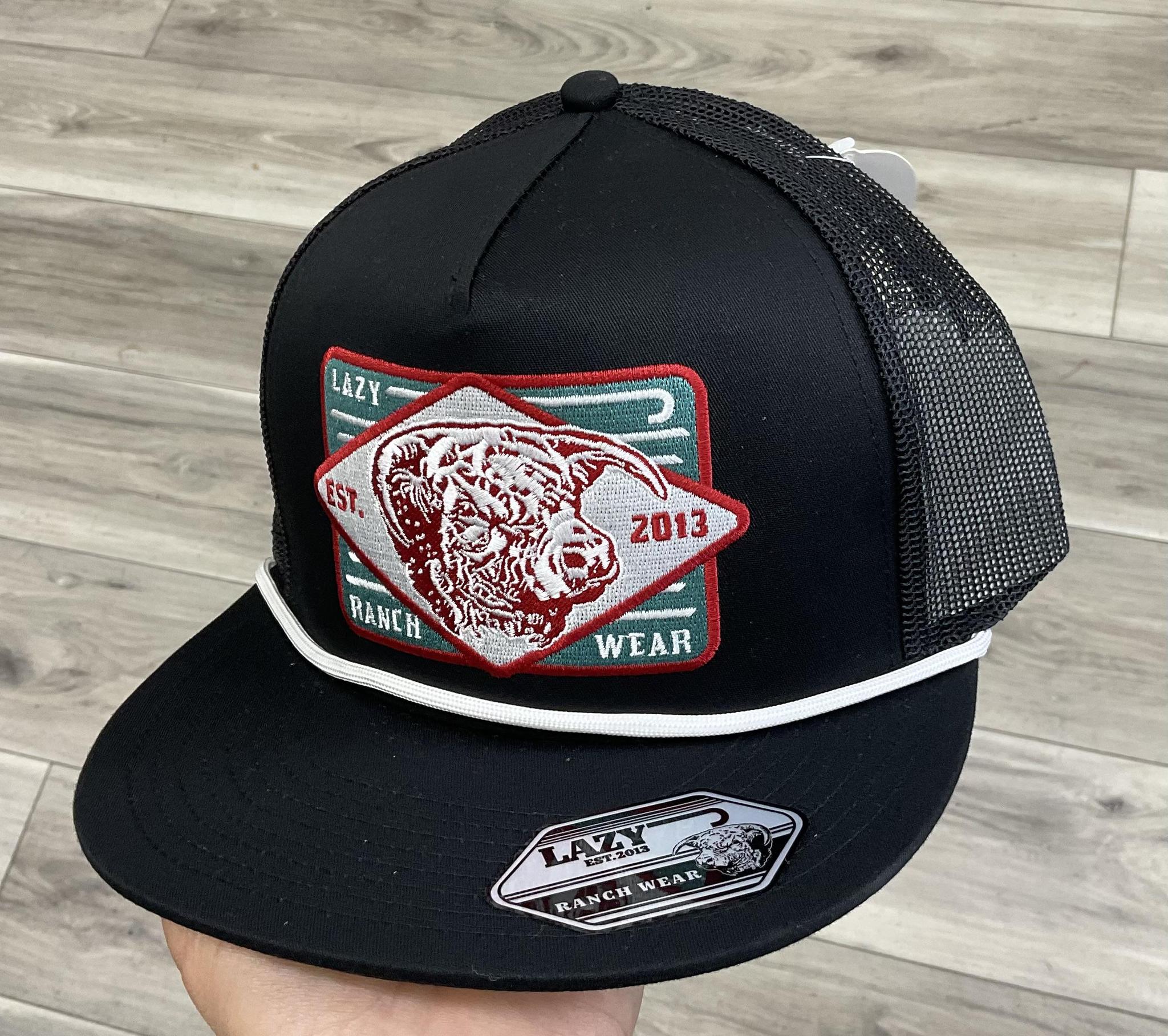 LAZY J RANCH BLACK IRON HORN CLASSIC ROPE TRUCKER HAT