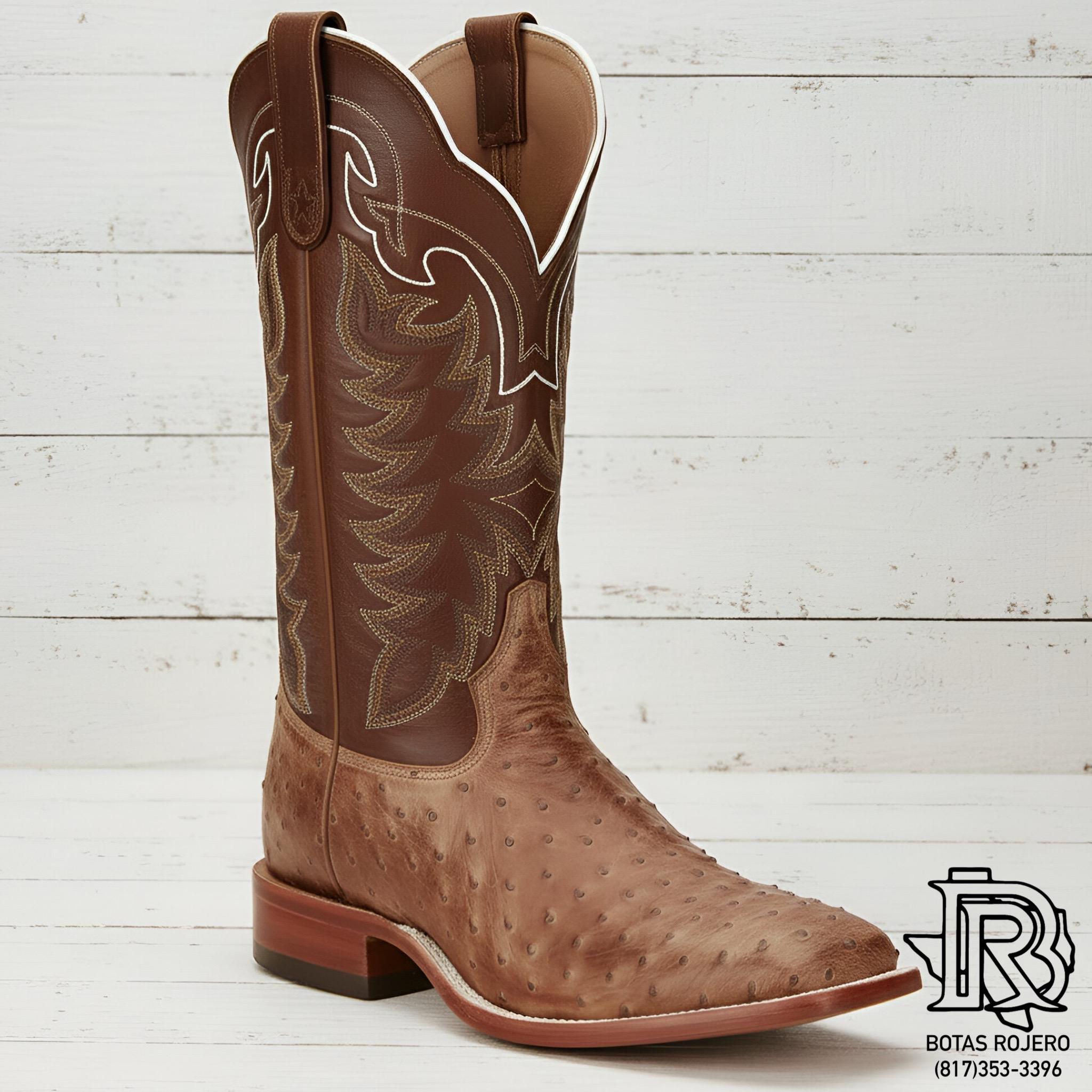 Tony Lama Men’s Full Quill Ostrich Boots – Chocolate Brown | Square Toe | 13” Hays | E9323