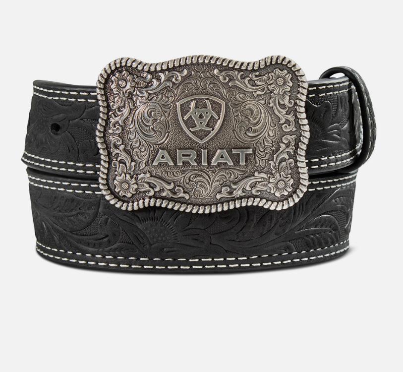 Ariat Tooled Double Stitch Black Accessories Belt Kids |A1309701