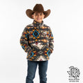 HOOEY YOUTH MENS BROWN AZTEC FLEECE PULLOVER WITH BROWN COLLAR | HFP001BRAZ-Y
