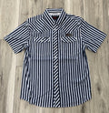 ROCK & ROLL MEN’S TEK STRIPE ROYAL PRINTED SHORT SLEEVE SHIRT | BMN3S09454