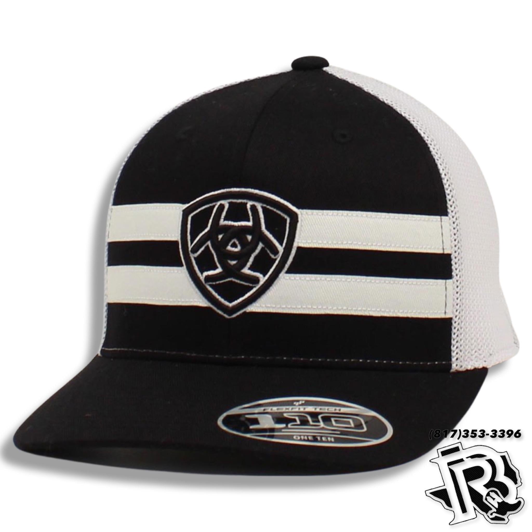 ARIAT CAP | MENS SNAP BACK FLEX FIT 110 SHIELD STRIPES BLACK