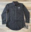 Rock & Roll Long sleeve 2pkt Geo woven snap dark brown shirt | BMN2S02172