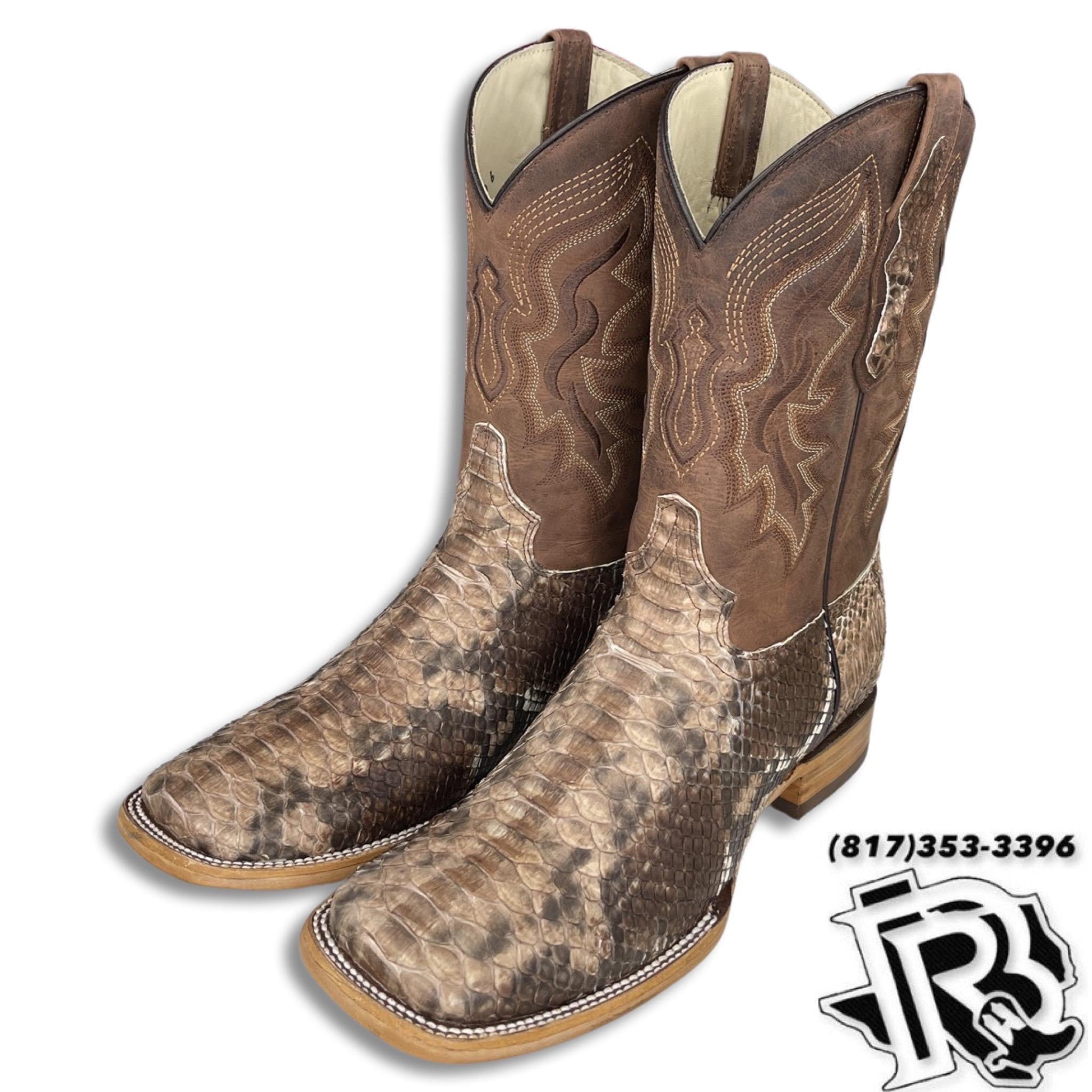 “ Rio Lobo “ | ORIGINAL PYTHON RUSTIC WESTERN MEN SQUARE TOE BOOTS