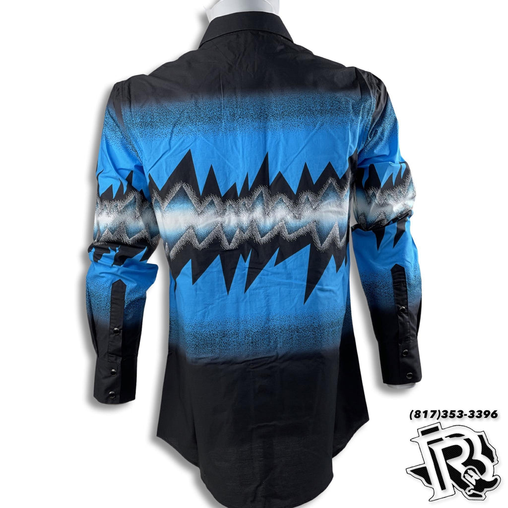 RETRO | BLUE DESIGN VINTAGE MEN LONG SLEEVE SHIRT