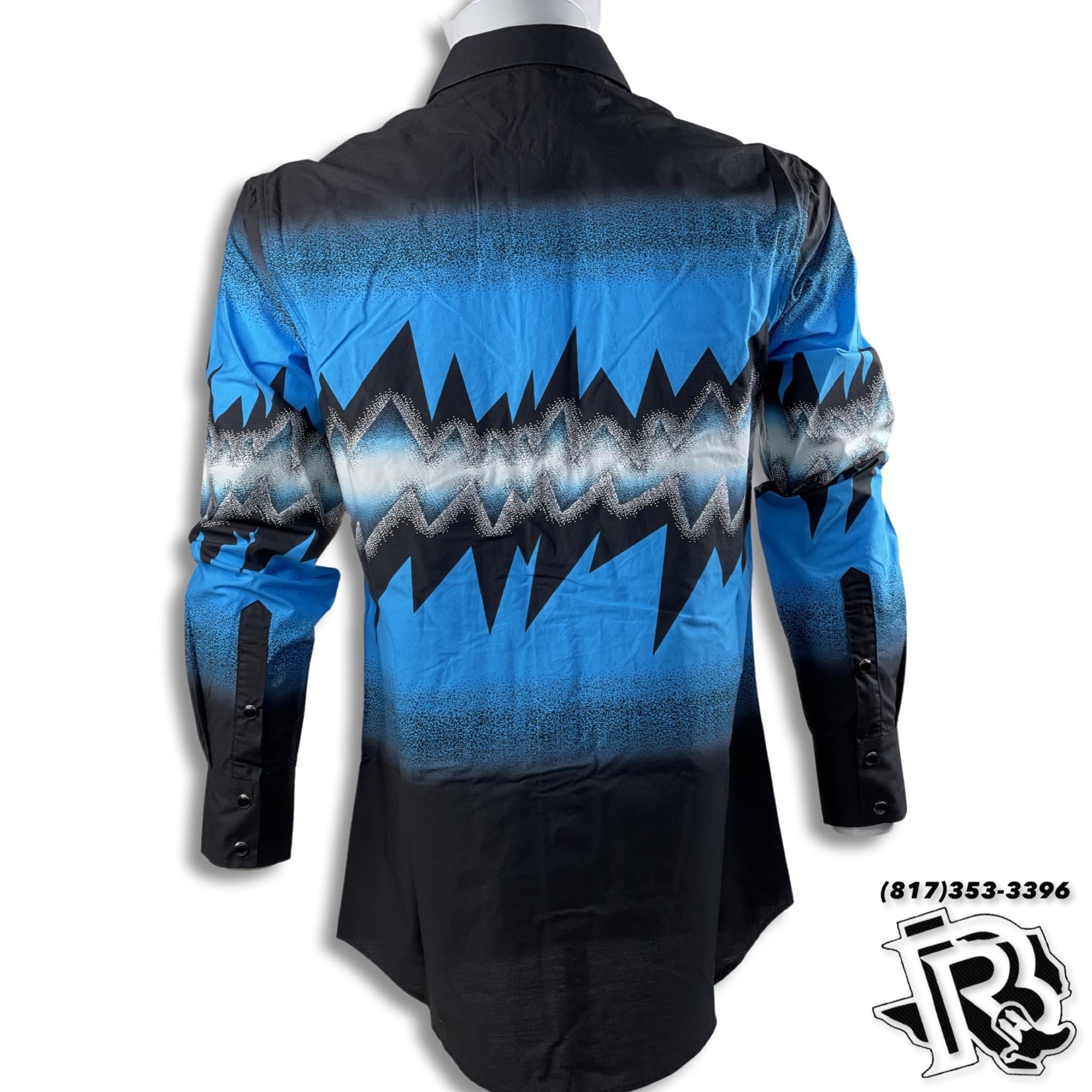 RETRO | BLUE DESIGN VINTAGE MEN LONG SLEEVE SHIRT