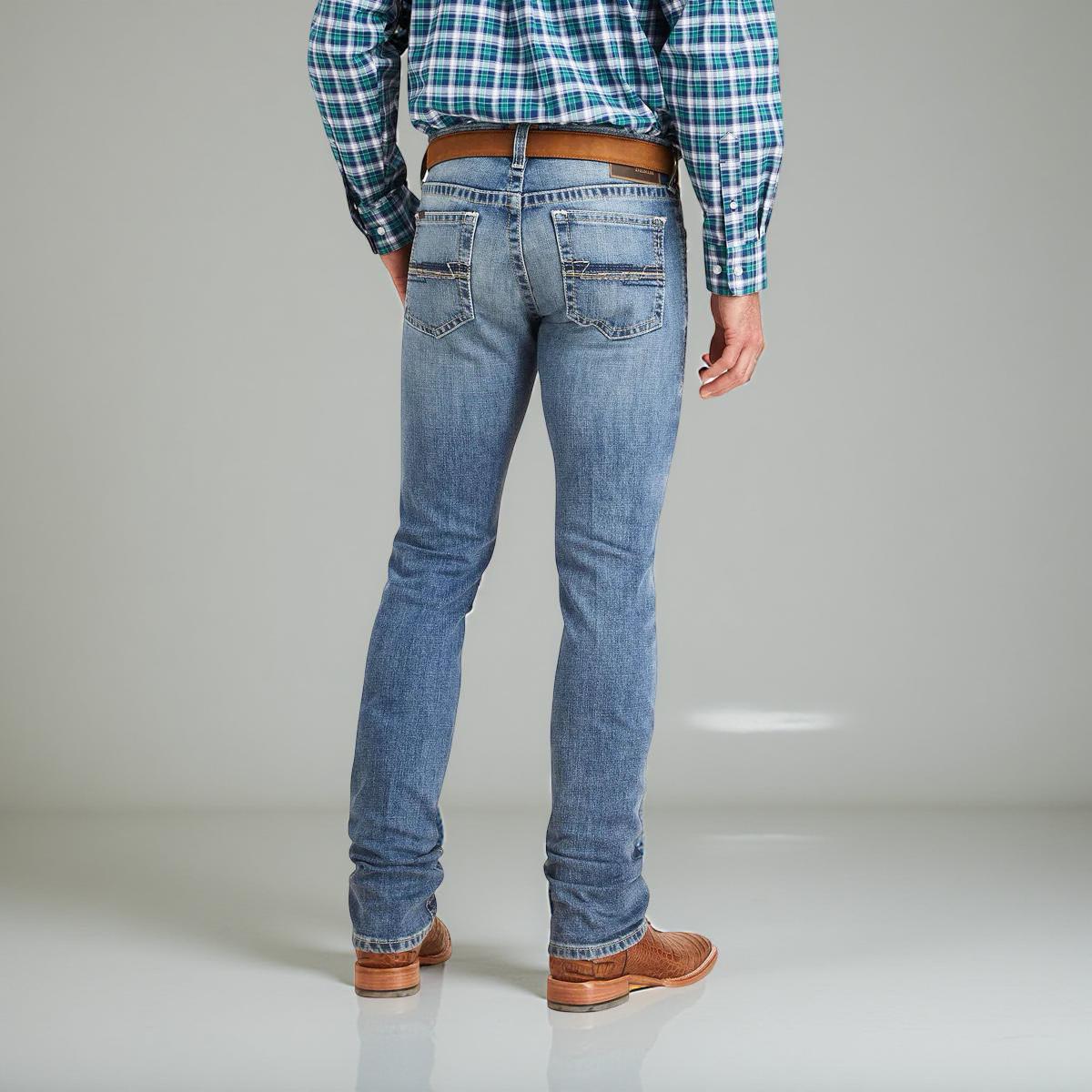 Mens ariat M7 slim fit straight leg jeans  wash: poplar|10043188 M7