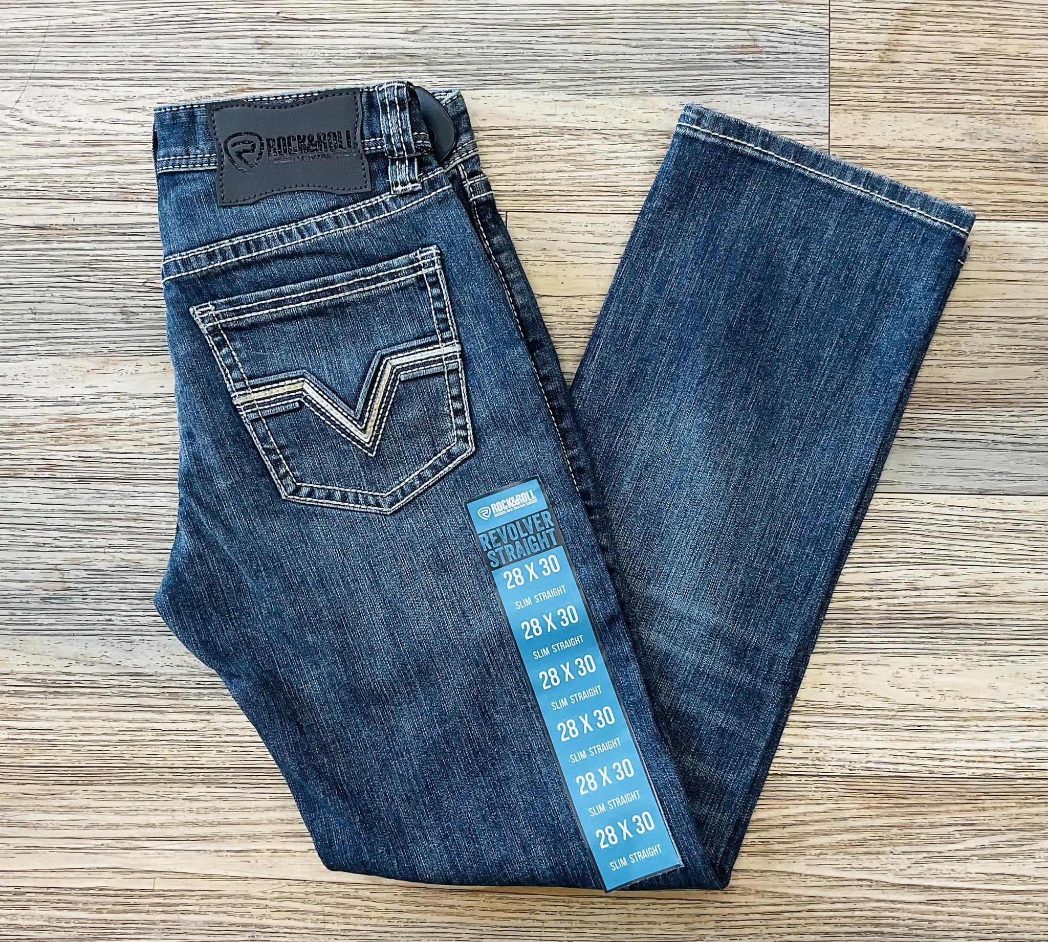 Mens Rock & Roll Two Tone Pleather EMB Revover Medium Wash | BM1RD04261 BLUE LABEL