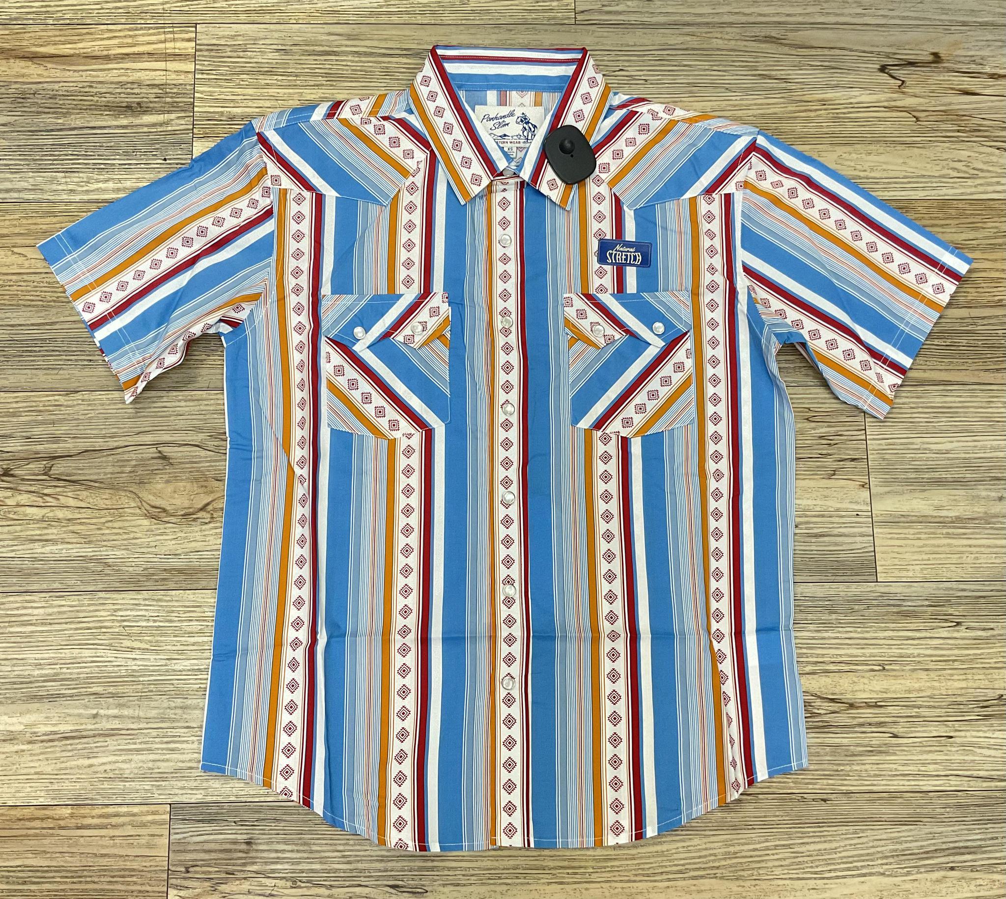 ‘’MARRON’’  MEN’S ROCK & ROLL BLUE SHORT SLEEVE SHIRT |PMN3S06562