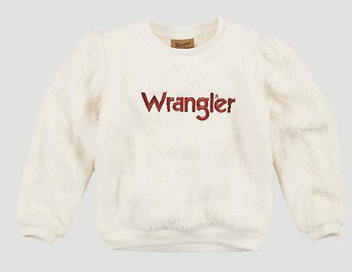 GIRL'S WRANGLER COZY SHERPA PUFF SLEEVE PULLOVER IN SNOW WHITE |112317732