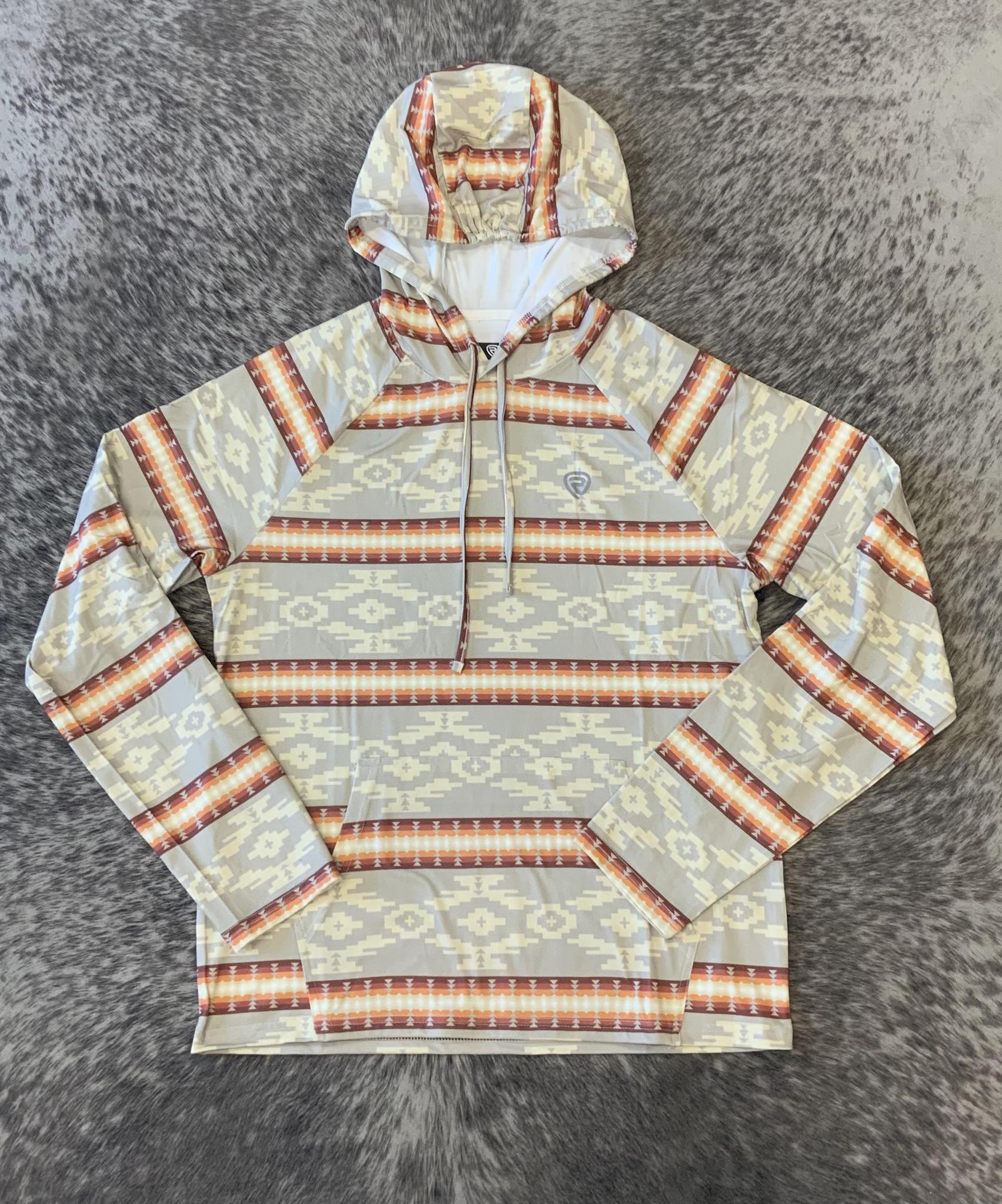 ROCK & ROLL: MENS PRINTED PERFORMANCE TAUPE HOODIE | BM94T02084.