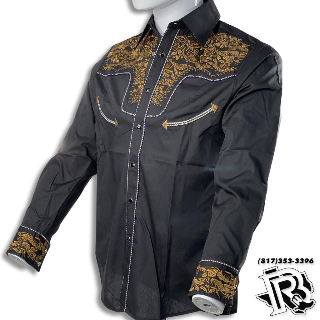 VINTAGE WESTERN SHIRTS | SNAP BUTTON BLACK MEN WESTERN LONG SLEEVE