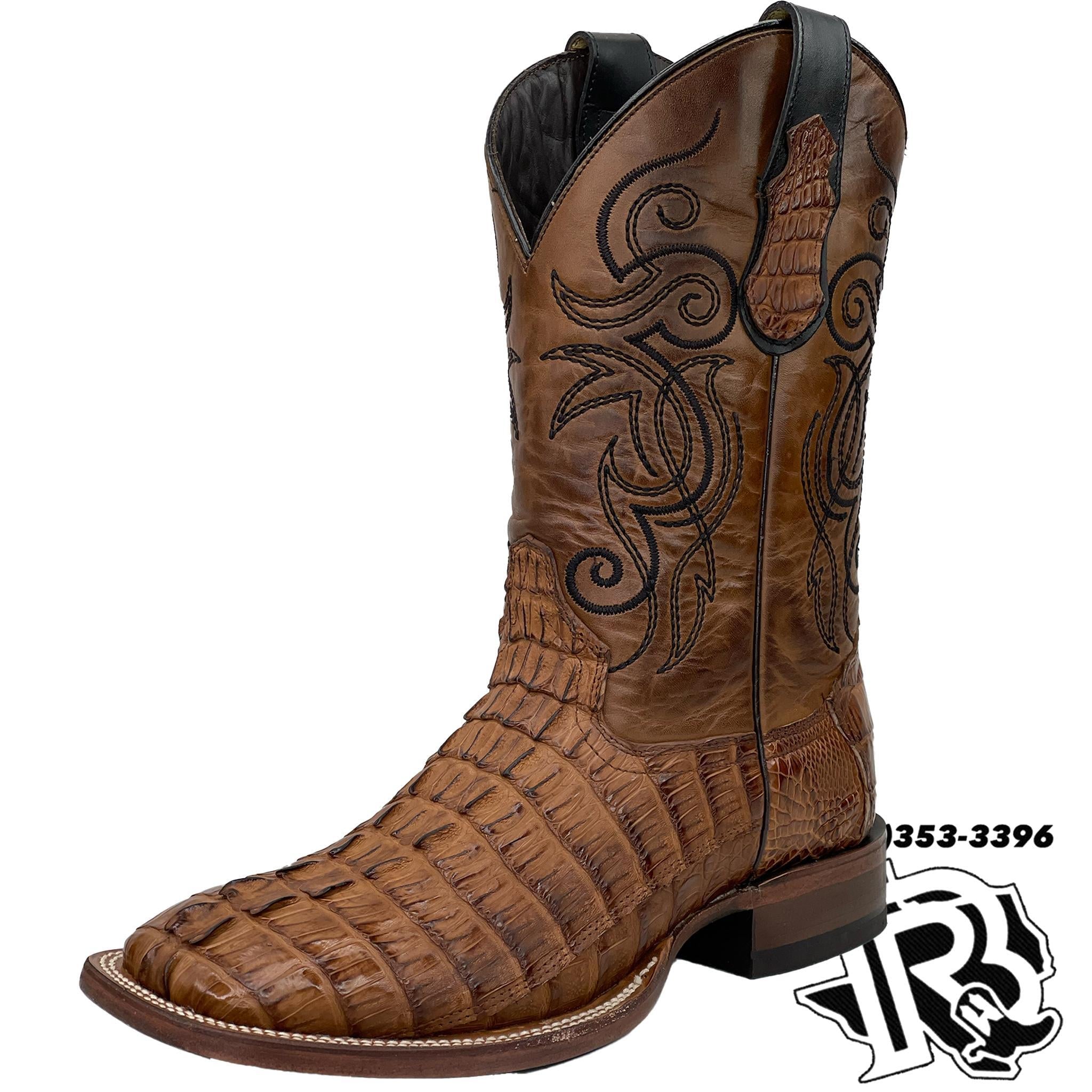 CAIMAN TAIL ORIGNAL | TAN SQUARE TOE MEN SQUARE TOE BOOTS