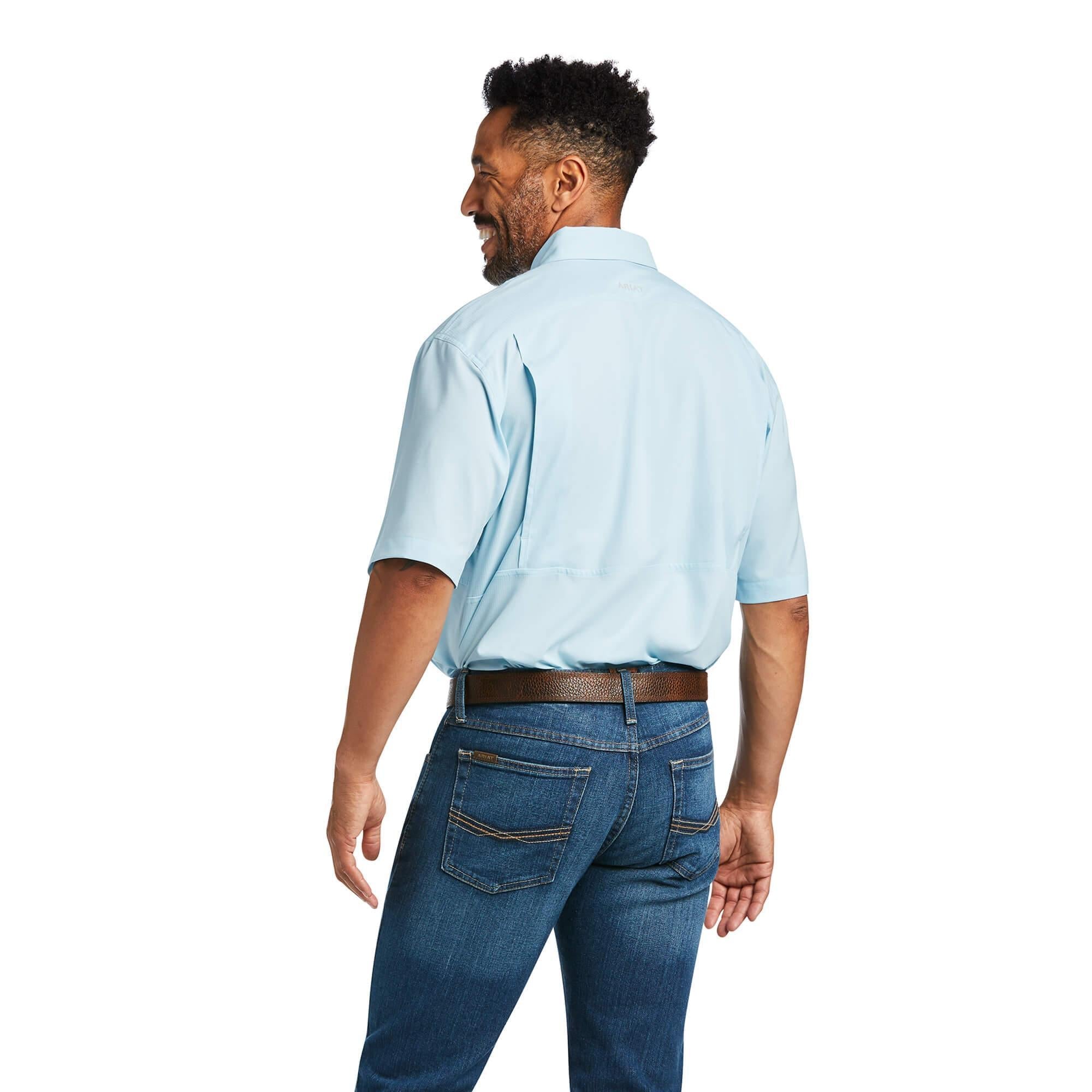 MEN'S  VENTTEK CLASSIC FIT SHORT SLEEVE CRYSTAL BLUE ARIAT SHIRT   |10039372