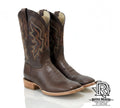 SOFT OSTRICH COLOR CHOCOLATE MEN SQUARE TOE WESTERN BOOTS
