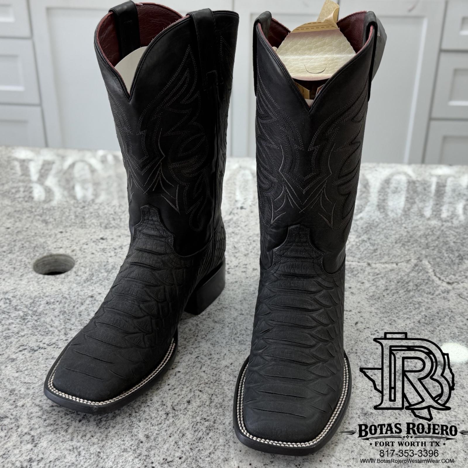 “ Weston “ MEN'S JUMBO PYTHON PRINT BOOT BLACK SQUARE TOE | IRON SPUR