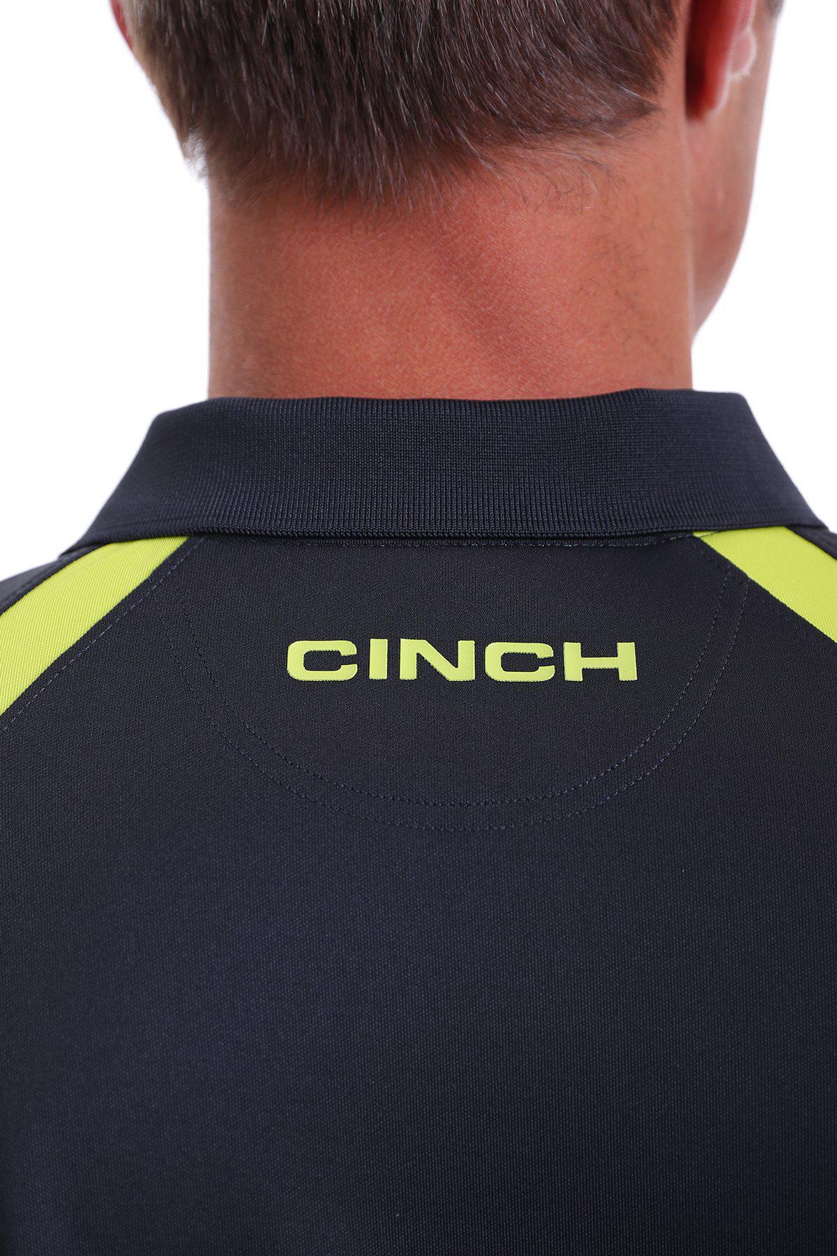 MEN'S CINCH ARENAFLEX POLO - NAVY AND LIME COLOR BLOCKED MTK1864002