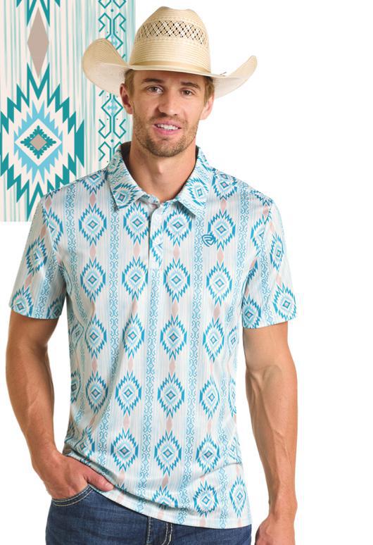 MEN’S ROCK & ROLL CARIBBEAN AZTEC PRINTED POLO | BM51T06622