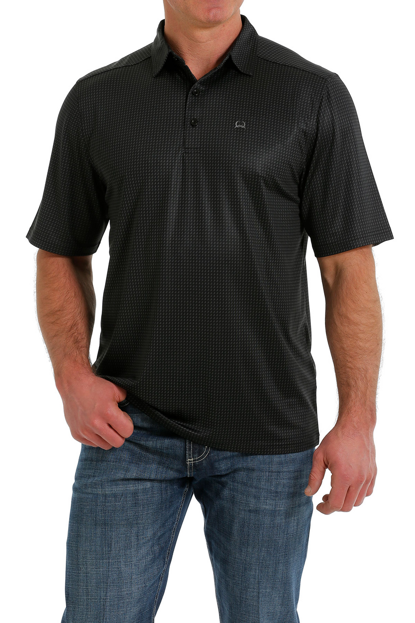CINCH MIDNIGHT BLACK WEAVE PRINT - MENS POLO |MTK1863022
