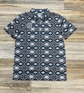 ‘’MATEO’’ MENS ROCK & ROLL BLACK AZTEC PRINTED POLO | BM51T07277