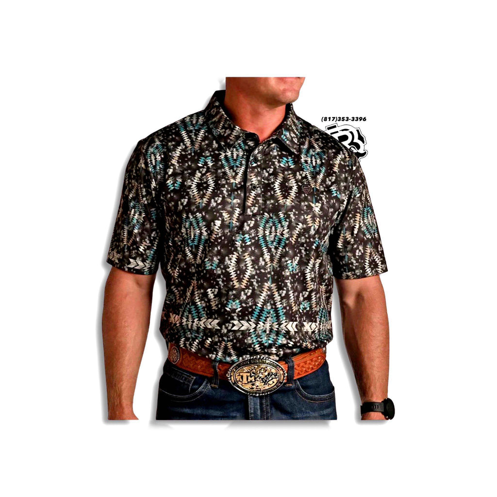 “ Jimmy “ | MEN'S SOUTHERN WESTERN AZTEC GREEN POLO SHIRT P9P3371
