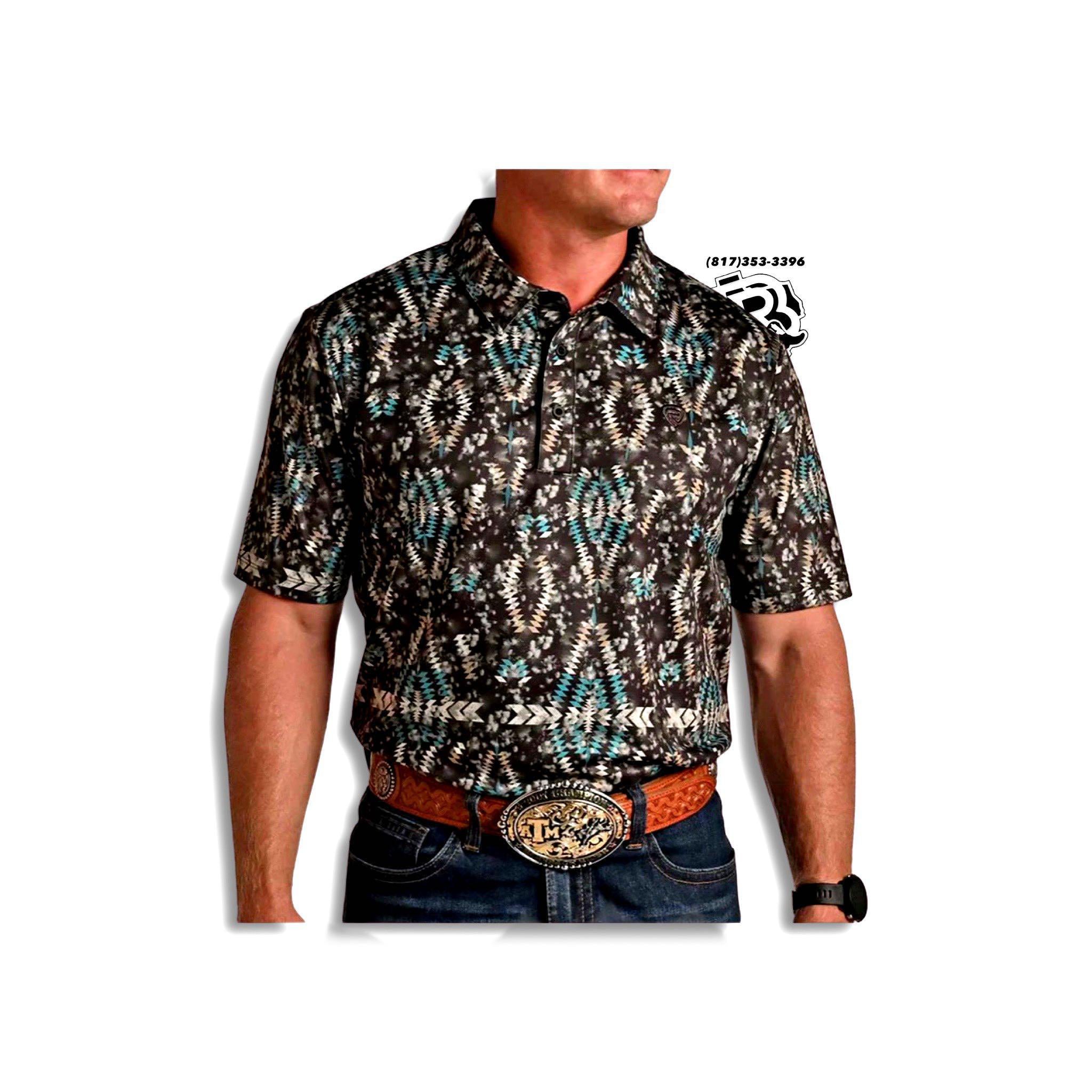 “ Jimmy “ | MEN'S SOUTHERN WESTERN AZTEC GREEN POLO SHIRT P9P3371