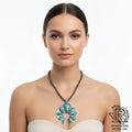 SILVER NECKLACE WITH TURQUOISE PENDANT