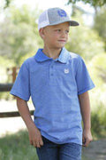 BOYS CINCH ROYAL BLUE AND WHITE STRIPED POLO SHIRT MTK7600010