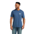 MENS ARIAT ROPE SHIELD SHORT SLEEVE T-SHIRT SAILOR BLUE HEATHER | 10040869