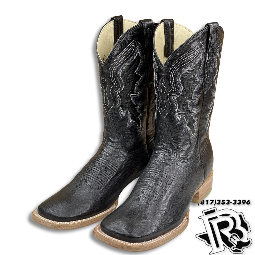 ORIGINAL SOFT OSTRISH | MEN BLACK WESTERN SQUARE TOE BOOTS