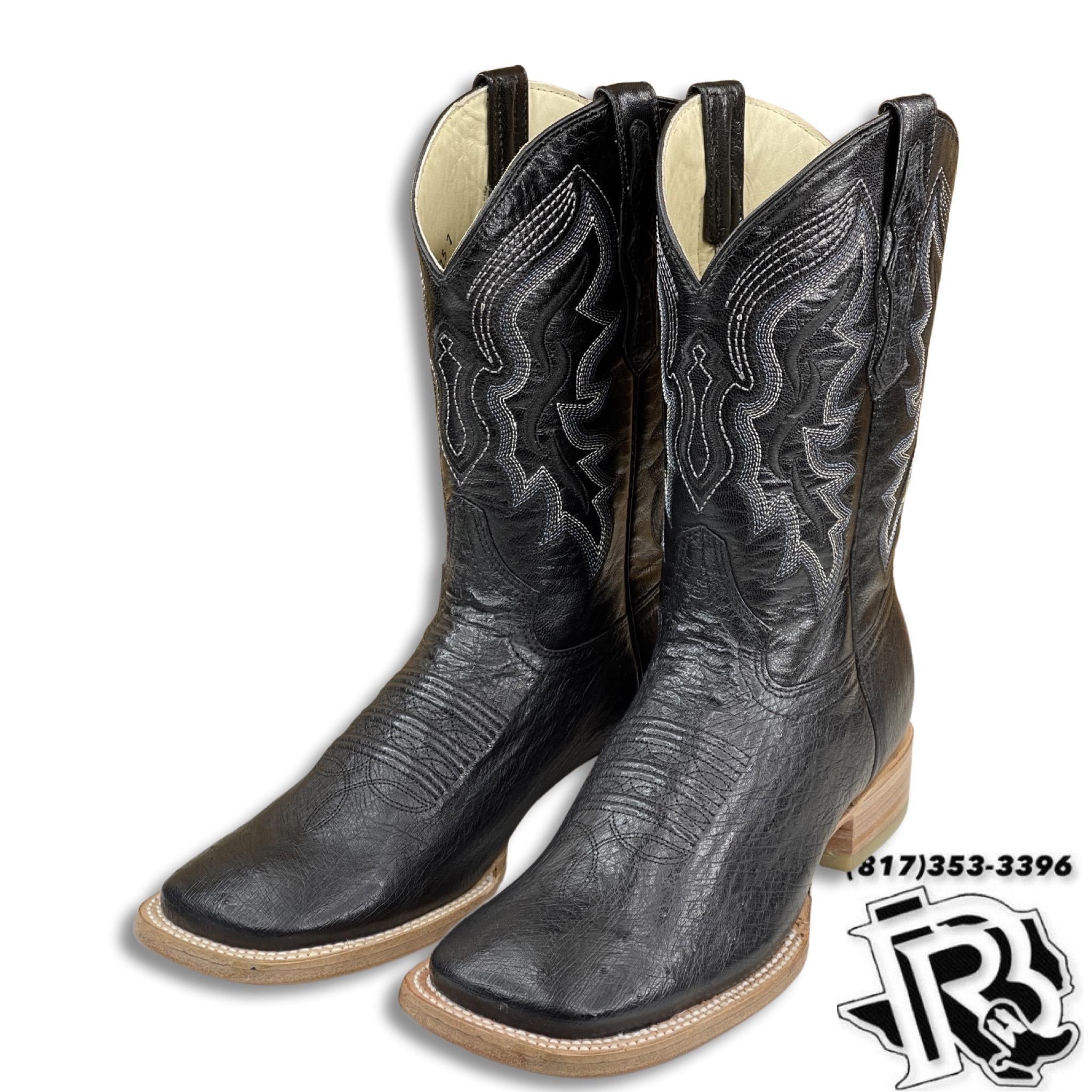 ORIGINAL SOFT OSTRISH | MEN BLACK WESTERN SQUARE TOE BOOTS