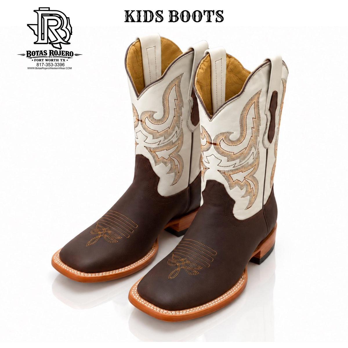 “ Little Outlaw “ KIDS WESTERN SQUARE TOE BROWN