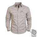 IRON SPUR | MEN WESTERN SHIRT KHAKI LONG SLEEVE PEARL SNAP