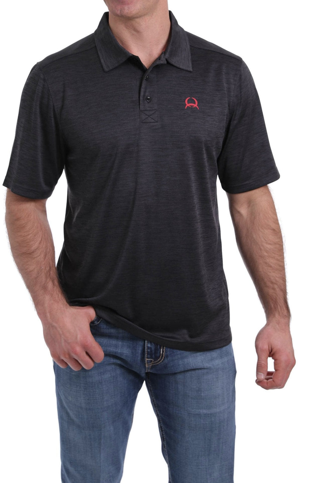 CINCH MENS SHORT SLEEVE ARENAFLEX POLO 4/20 - BLACK MTK1865001