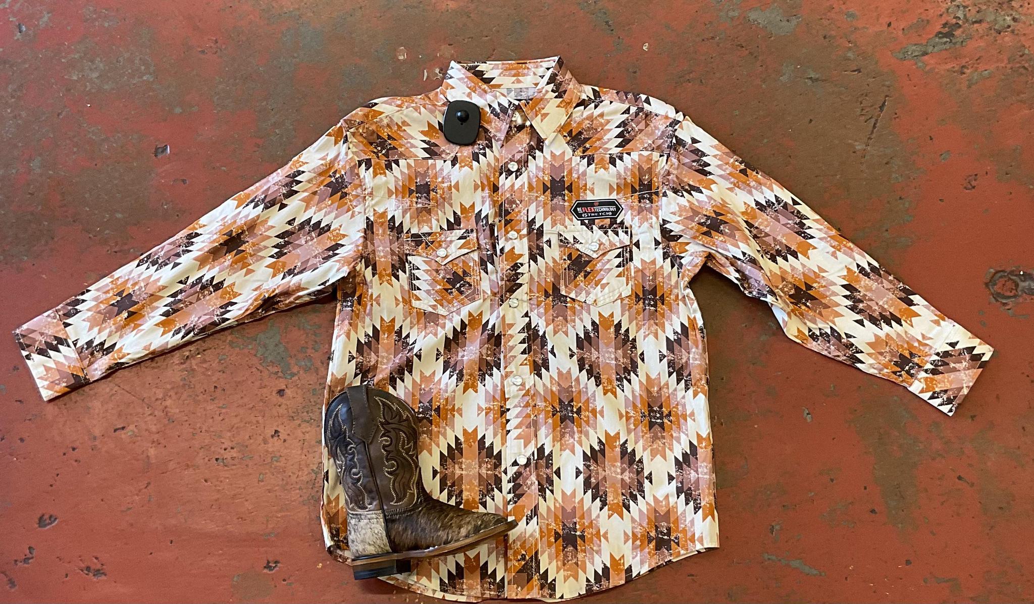 Boys long sleeve Aztec rust | B8S3301