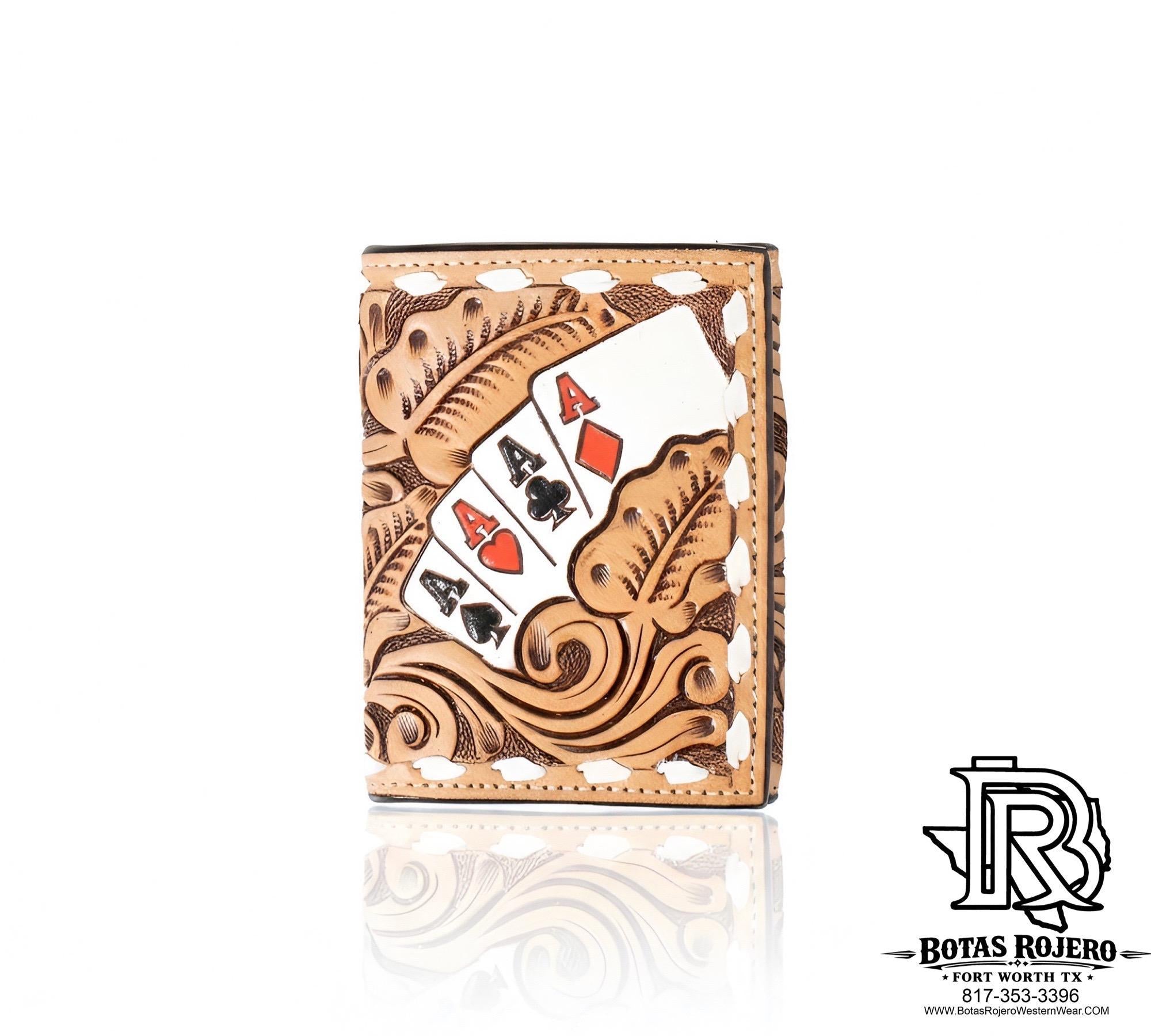 3D Men's Natural Hand Painted Ace Cards Trifold Wallet| D250010648
