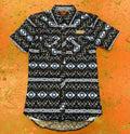 MENS short sleeve Aztec woven snap shirt blue |RRMS1SR0PU