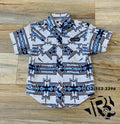 Boys Aztec woven snap blue shirt | RRBS1SR0QY