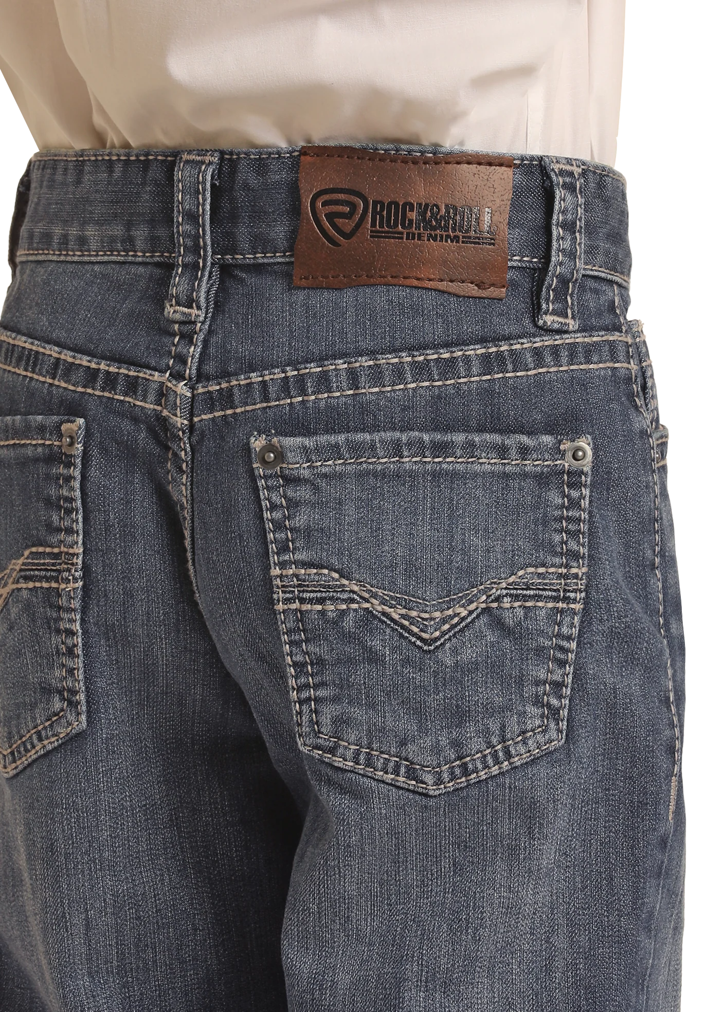 BOYS' REGULAR FIT LIGHT GREY TOP-STITCHING BOOTCUT JEANS |BB_3482