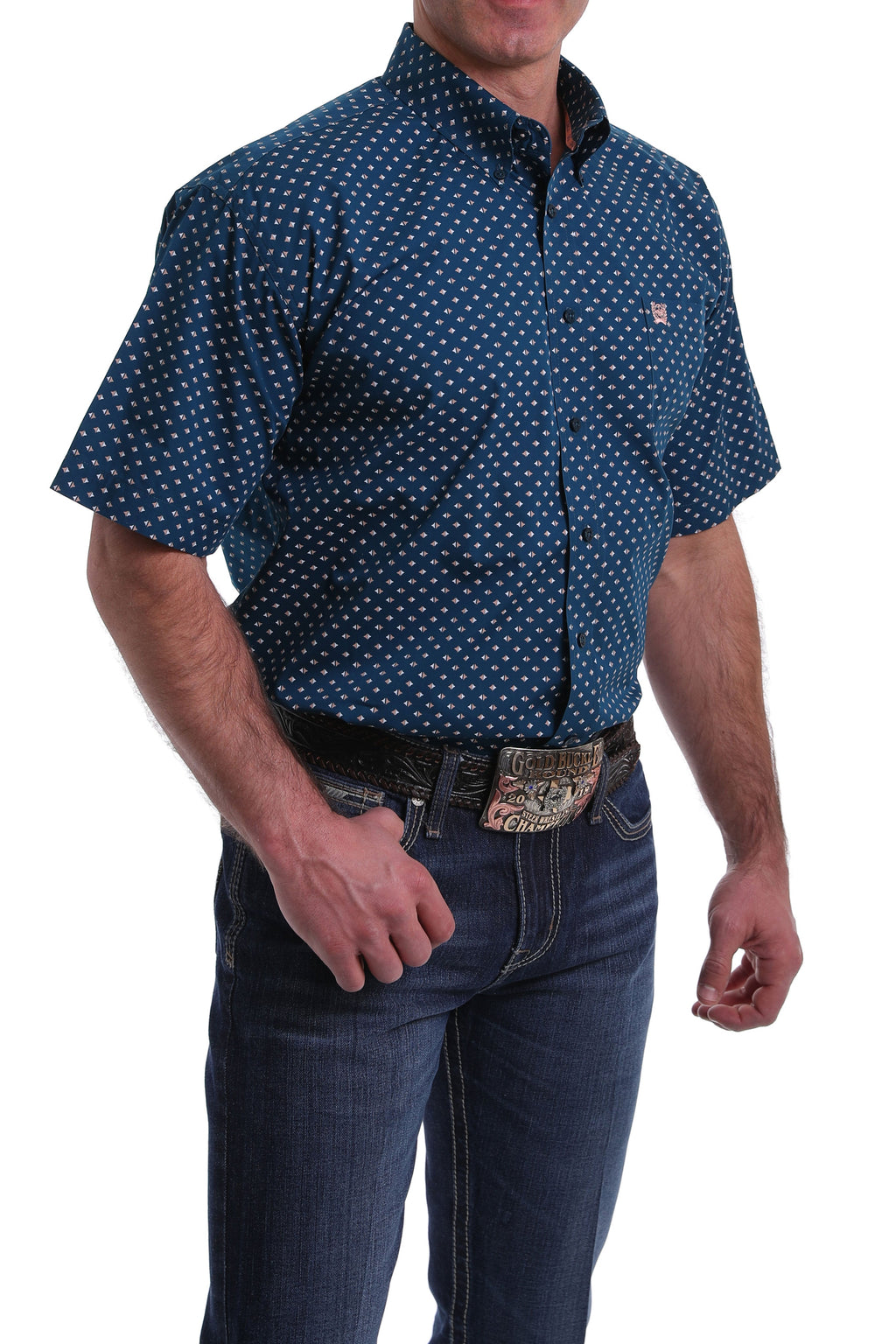 CINCH MENS SHORT SLEEVE PRINT  - BLUE MTW1111329