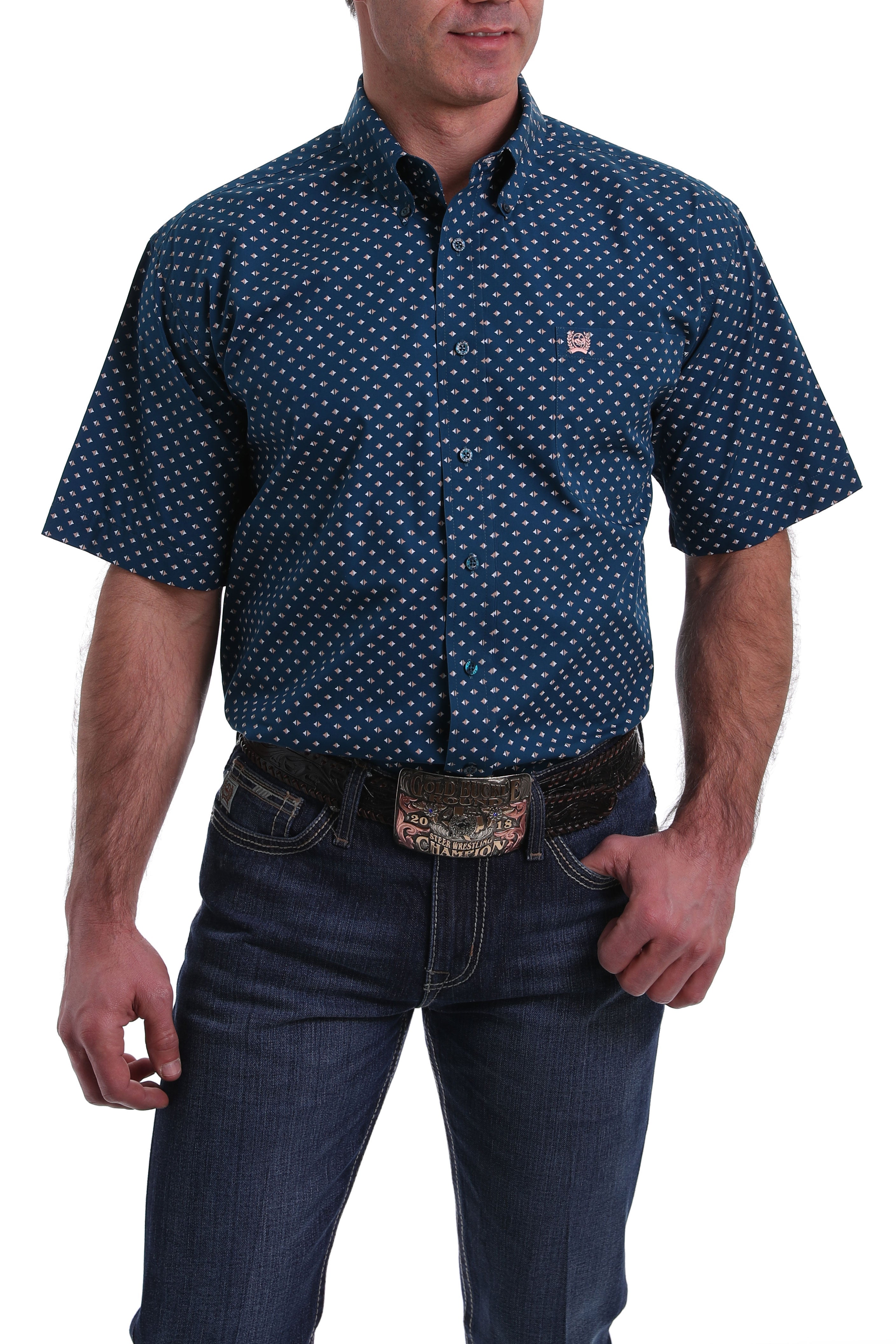 CINCH MENS SHORT SLEEVE PRINT  - BLUE MTW1111329