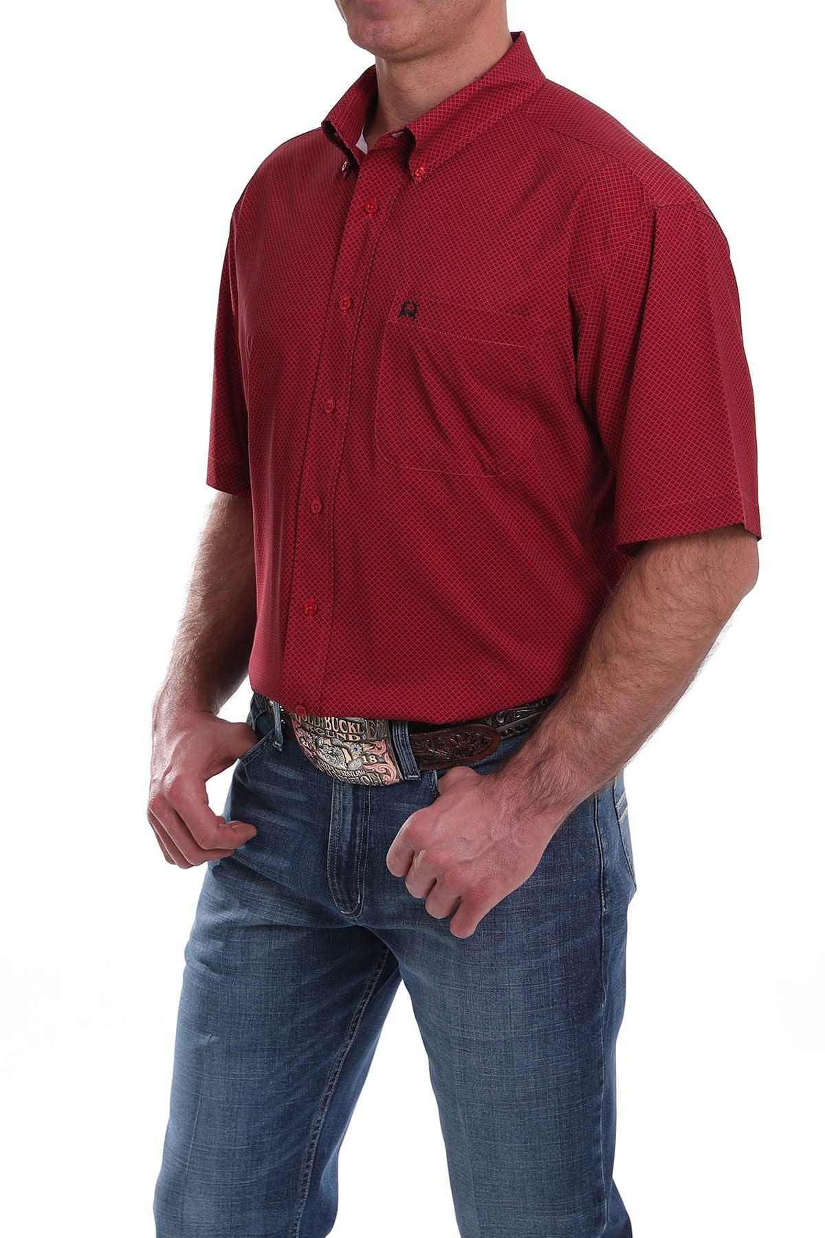 CINCH MENS SHORT SLEEVE PRINT ARENAFLEX - RED MTW1704059
