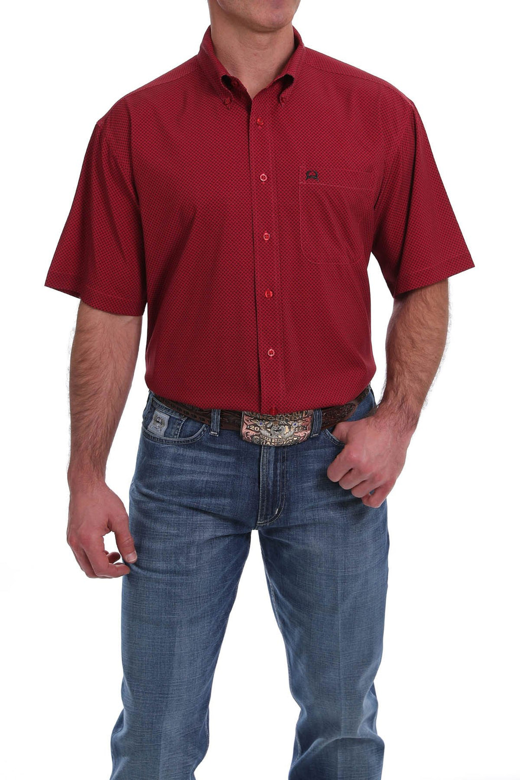 CINCH MENS SHORT SLEEVE PRINT ARENAFLEX - RED MTW1704059